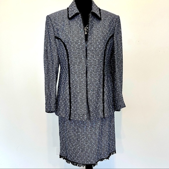 Designer Barbara Bates women’s tweed vintage designer luxury lined skirt suit 10 - Picture 2 of 14